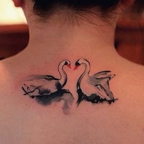 Watercolor swan tattoo 2