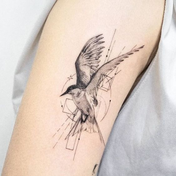geometric bird tattoo 4
