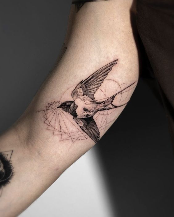 geometric bird tattoo 6