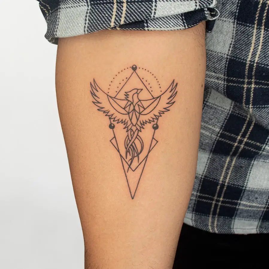 geometric phoenix tattoo by sanket tattooartist