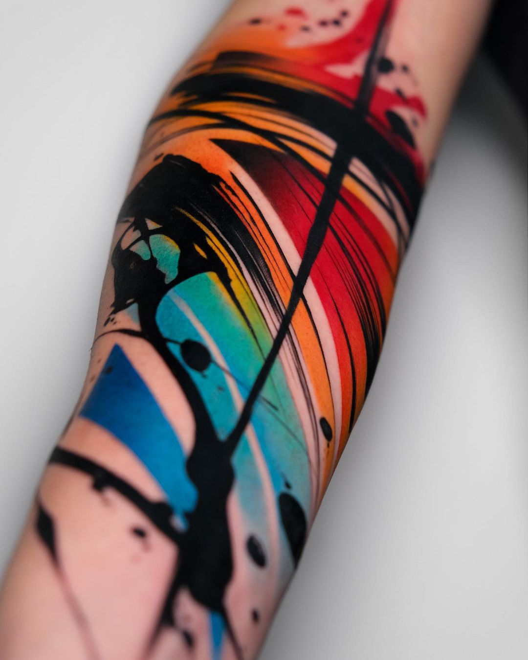 Abstract design watercolor tattoo by andrea kroki