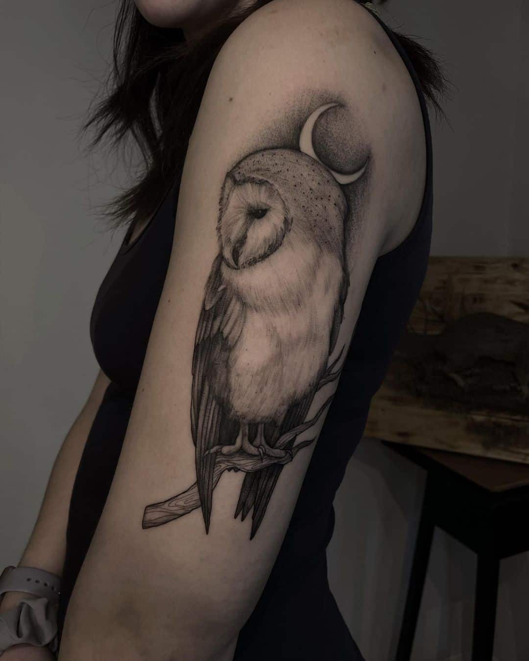 Barn owl by sabrinabialektattoo