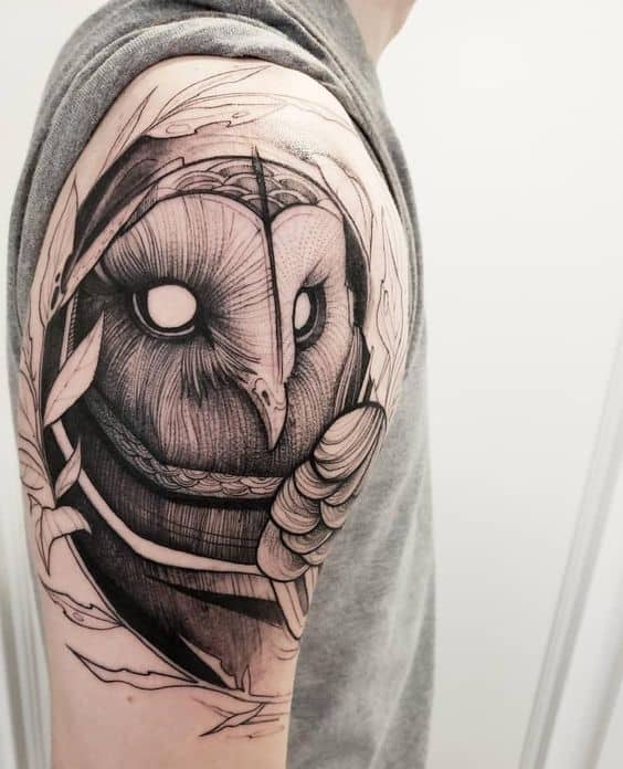 Barn owl tattoo 1