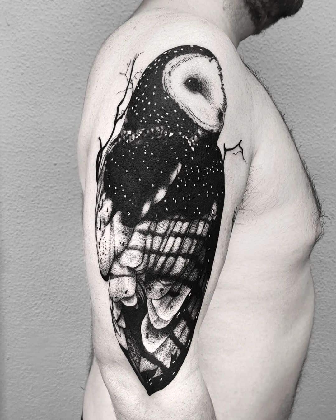 Barn owl tattoo by elnigrotat2