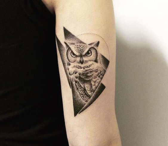 Black and gret owl tattoo 1