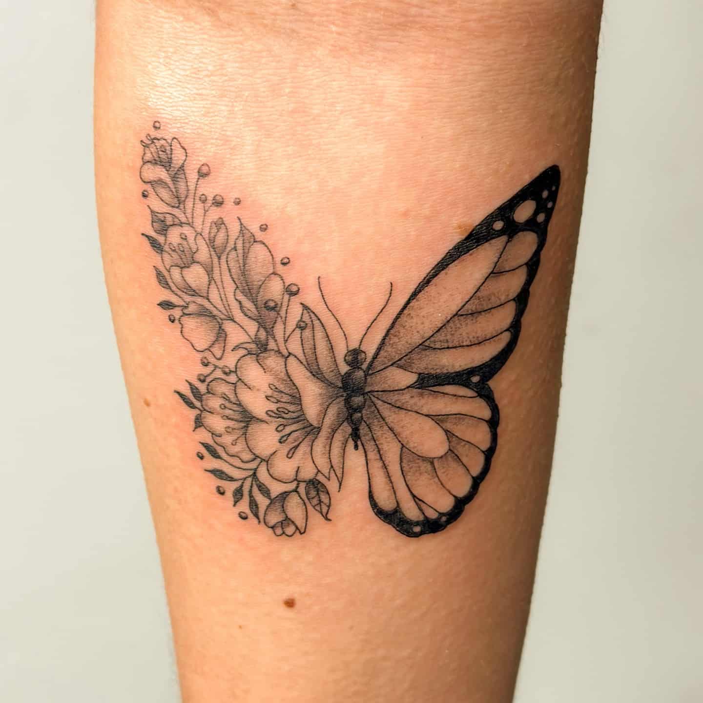 Black and grey butterfly tattoos by kars.tats