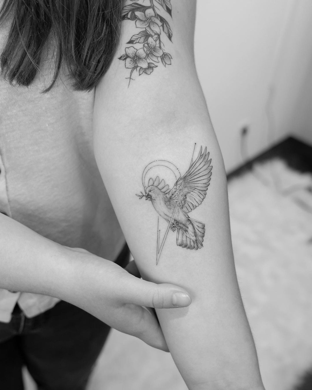 Black andwhite dove tattoo by jk.tattoo