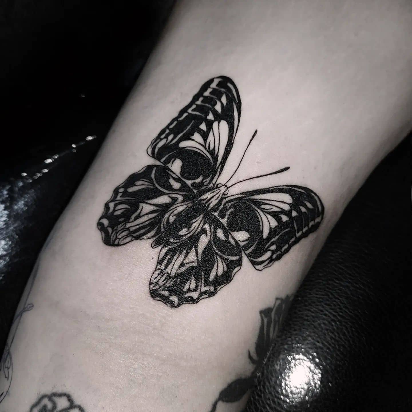 Black butterfly tattoo by garotattooboy
