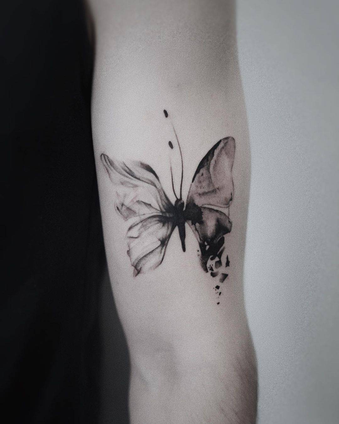 Black butterfly tattoo by m mark tattoos