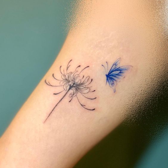 Blue butterfly tattoo 1