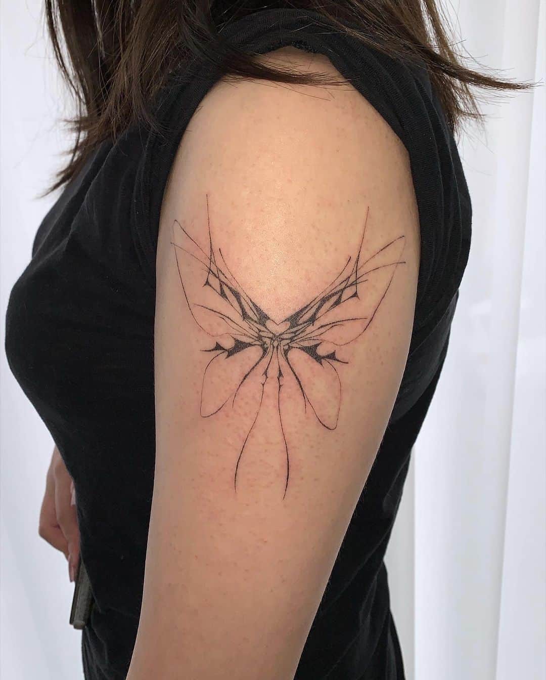 Butterfly outline tattoo by brbrpoke