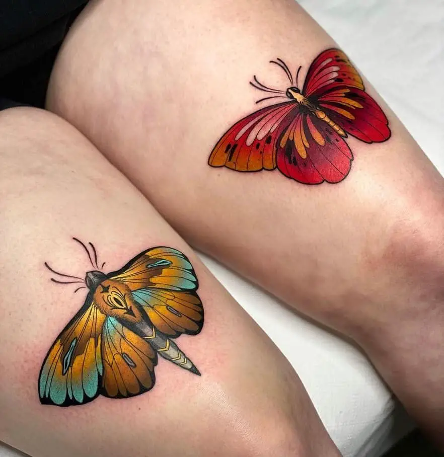Colorful butterfly tattoo by neotraditionalspain
