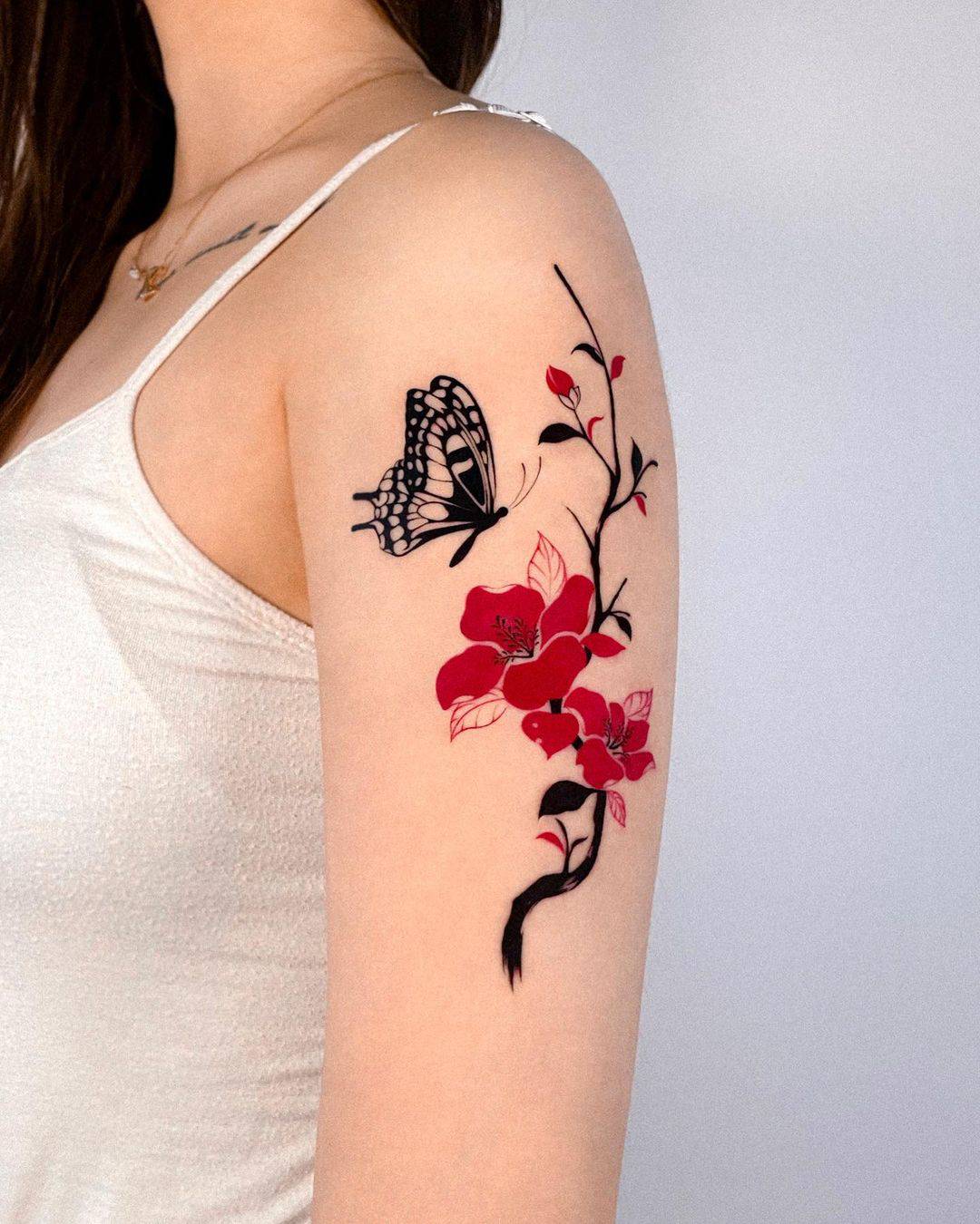 Cute butterfly tattoo by offtattooer