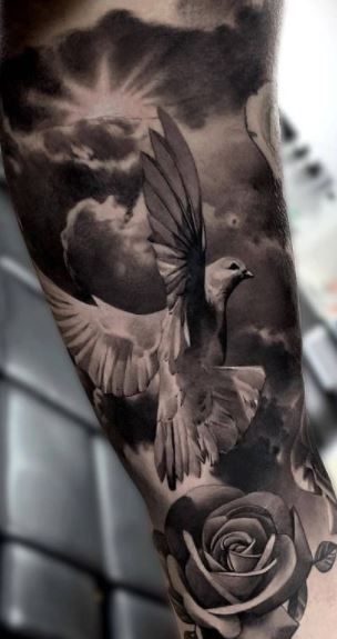 Dove and rose tattoo 1