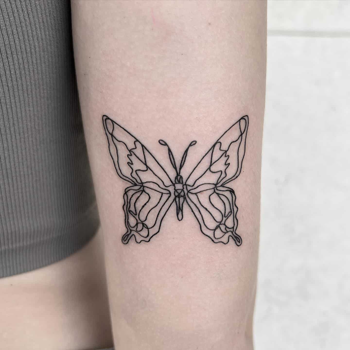 Fineline butterfly tattoo by patriciasullivantattoos