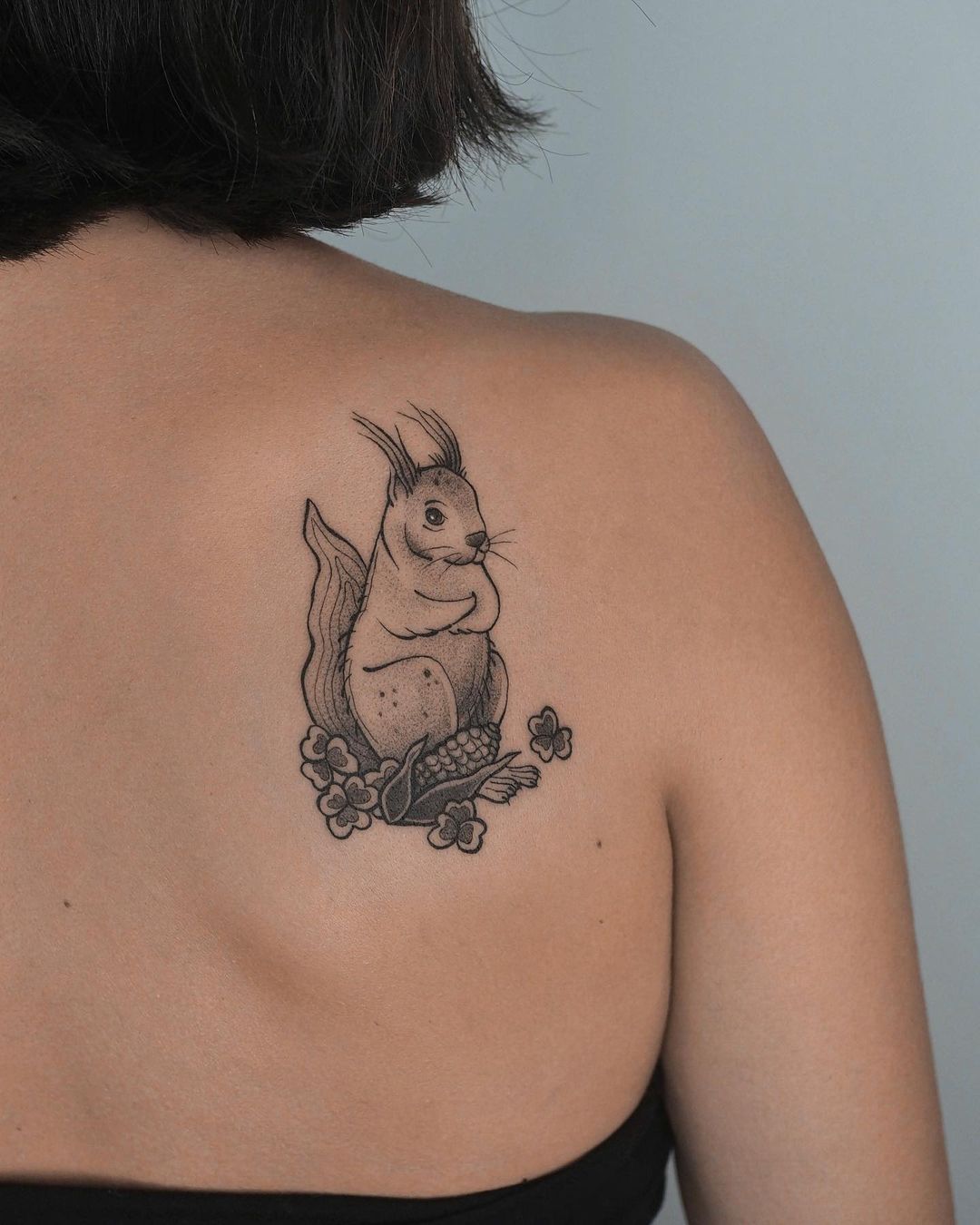 Fineline squirrel tattoos by zerrinyavas