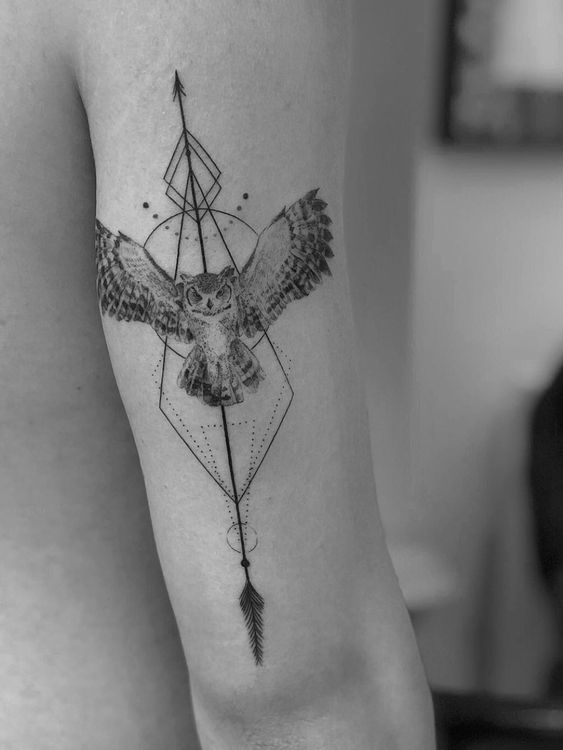 Geometric owl tattoo 1