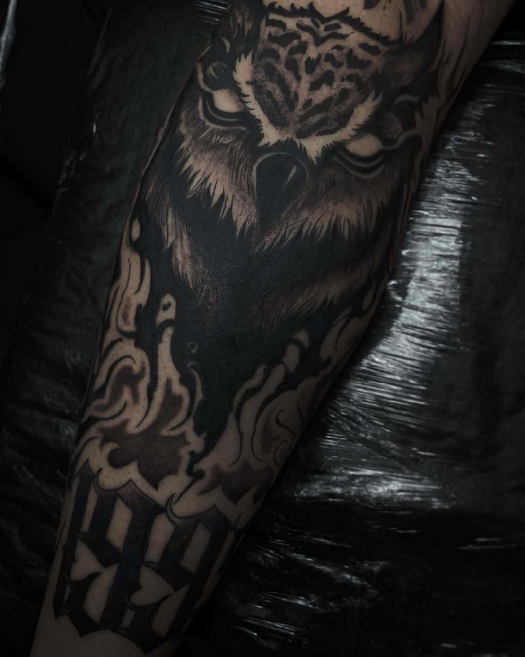 Great horned owl tattoo by dcsanbtto