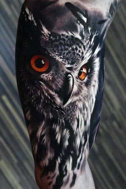 Horned owl tattoo 2