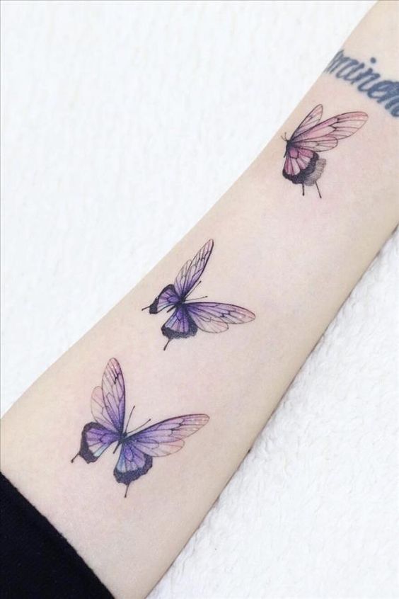 Purple butterfly tattoo 3