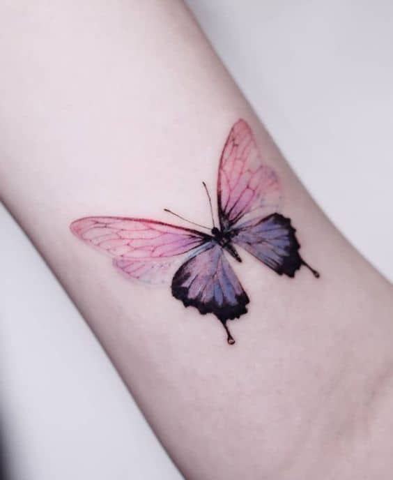Purple butterfly tattoo 4
