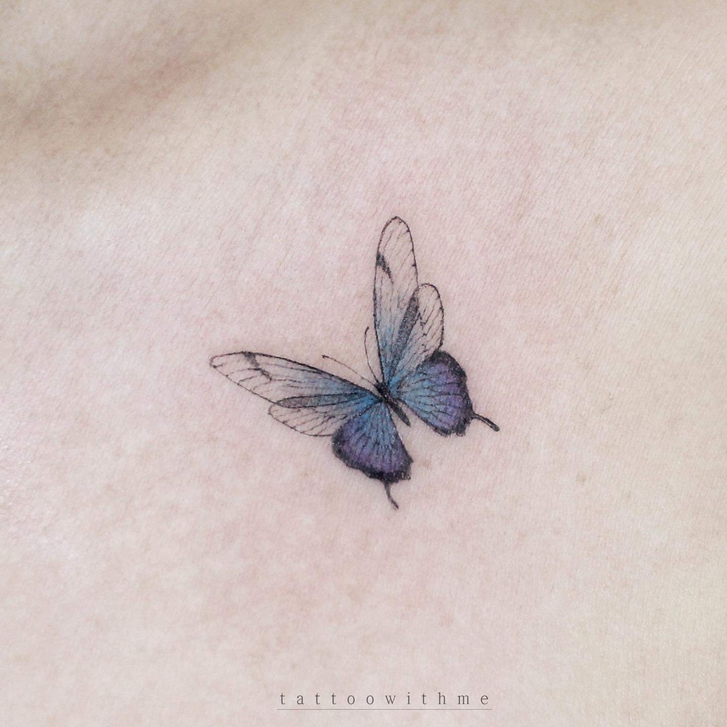 Purplr butterfly tattoo by tattoowithme