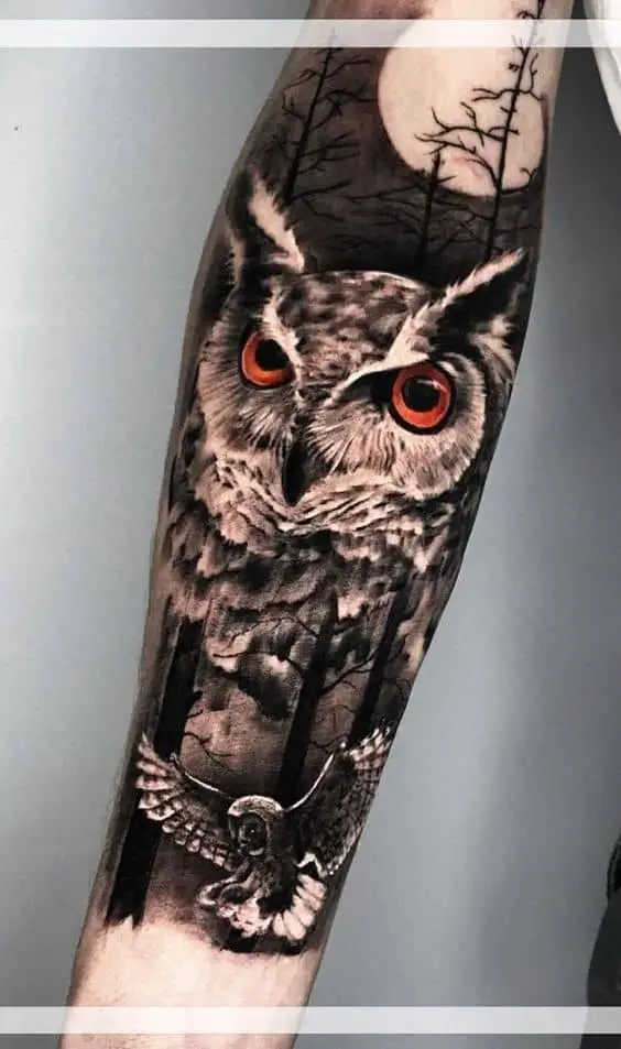 Realistic owl tattoo 2