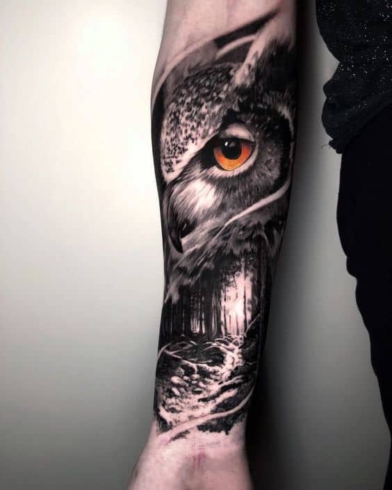 Realistic owl tattoo 3