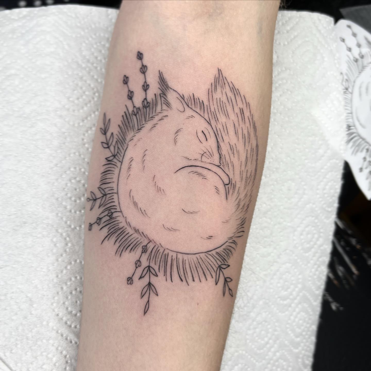 Sleeping squirrel tattoo by atelier rosengarten