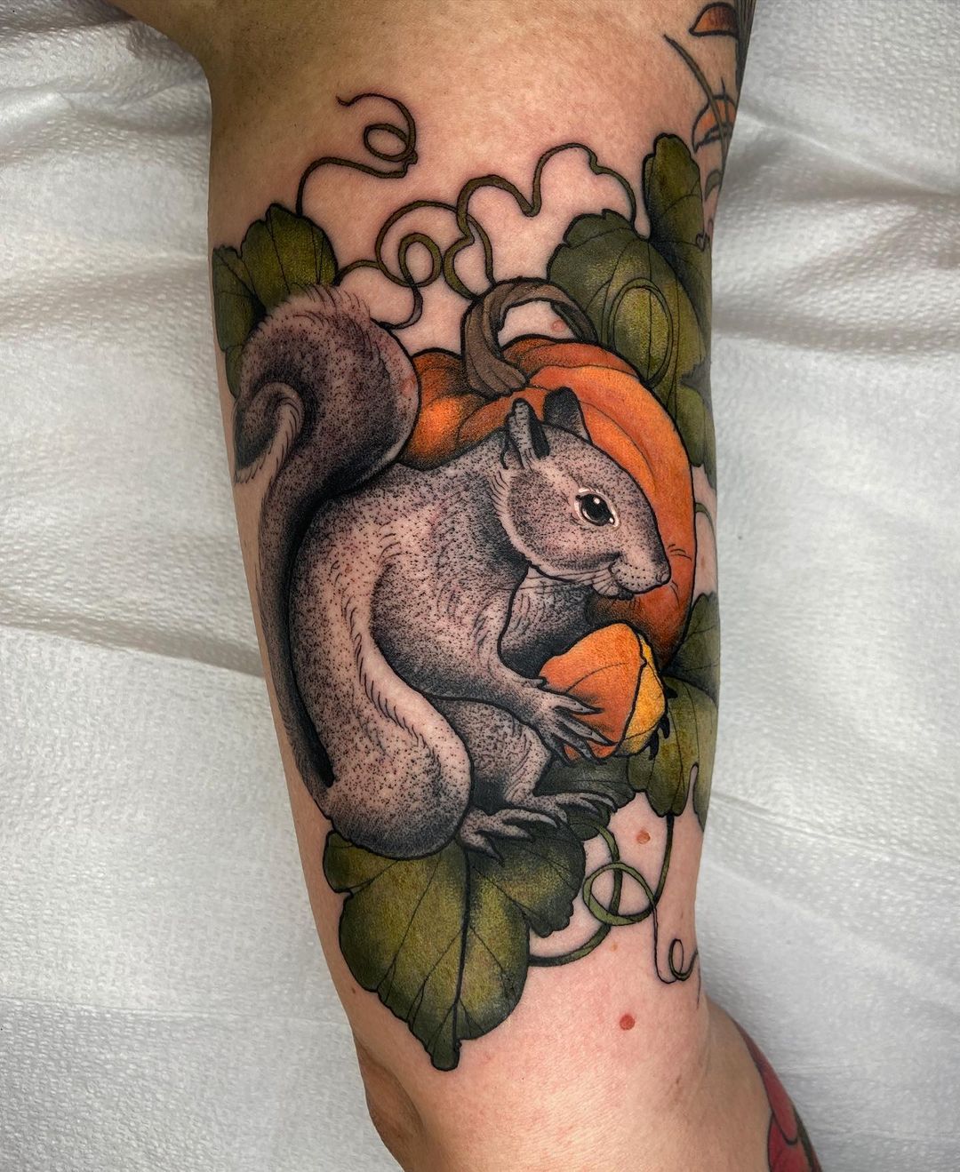 Squirrel tattoo by attackofthe50footwoman