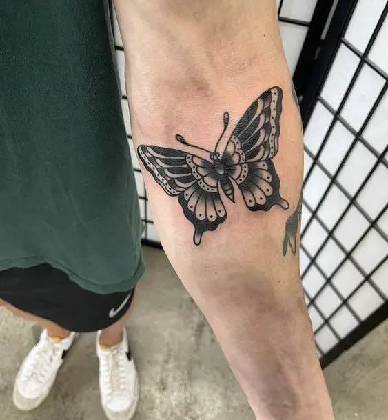 Traditional butterfly tattoo 1
