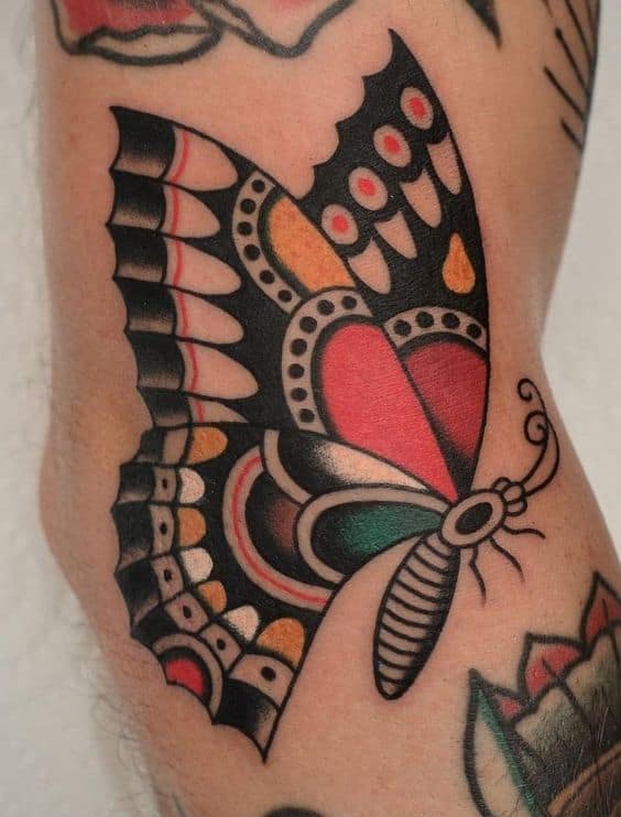 Traditional butterfly tattoo 4