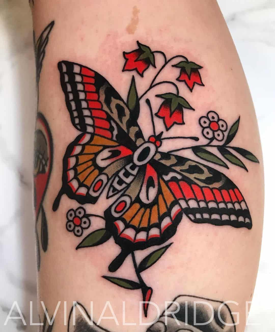 Traditional butterfly tattoo by alvin aldridge