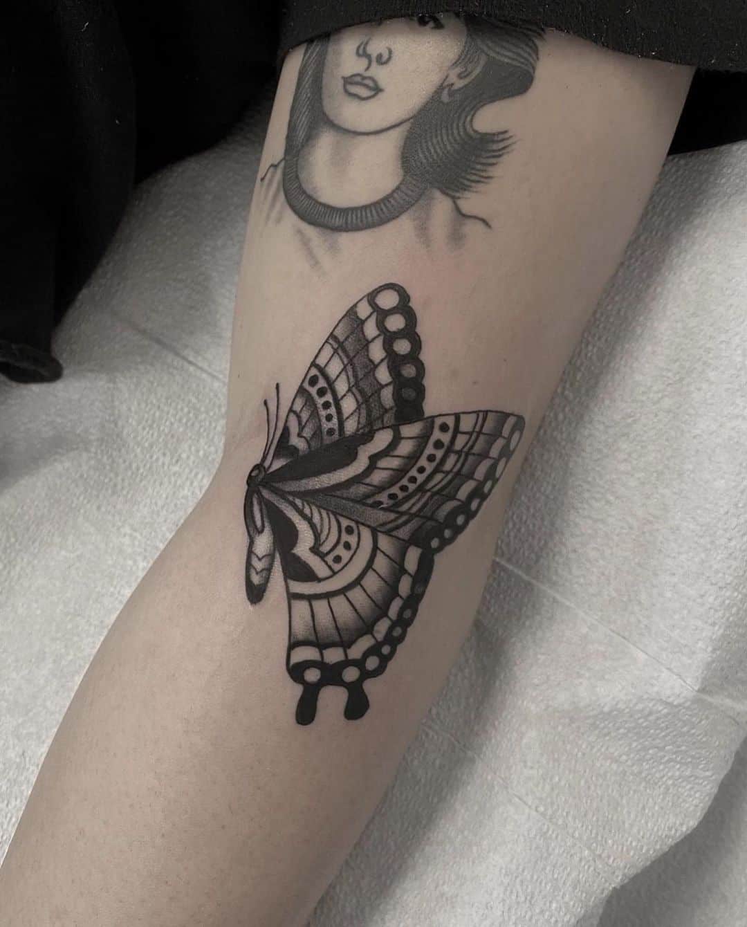 Traditional butterfly tattoo by nicholasleetattoo 2