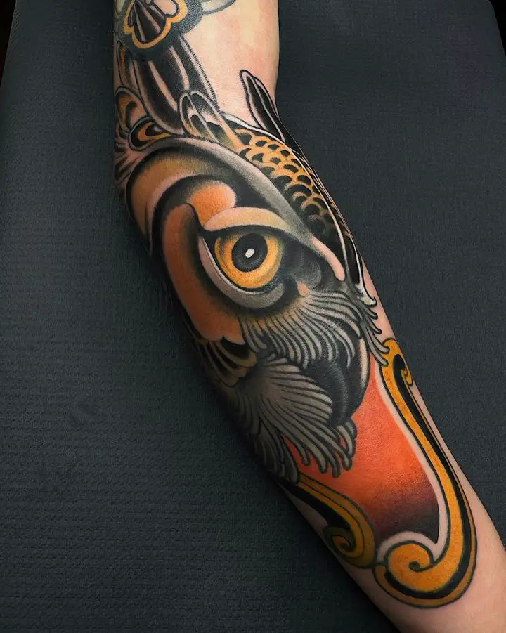Traditional owl tattoo by pietro.stigmata