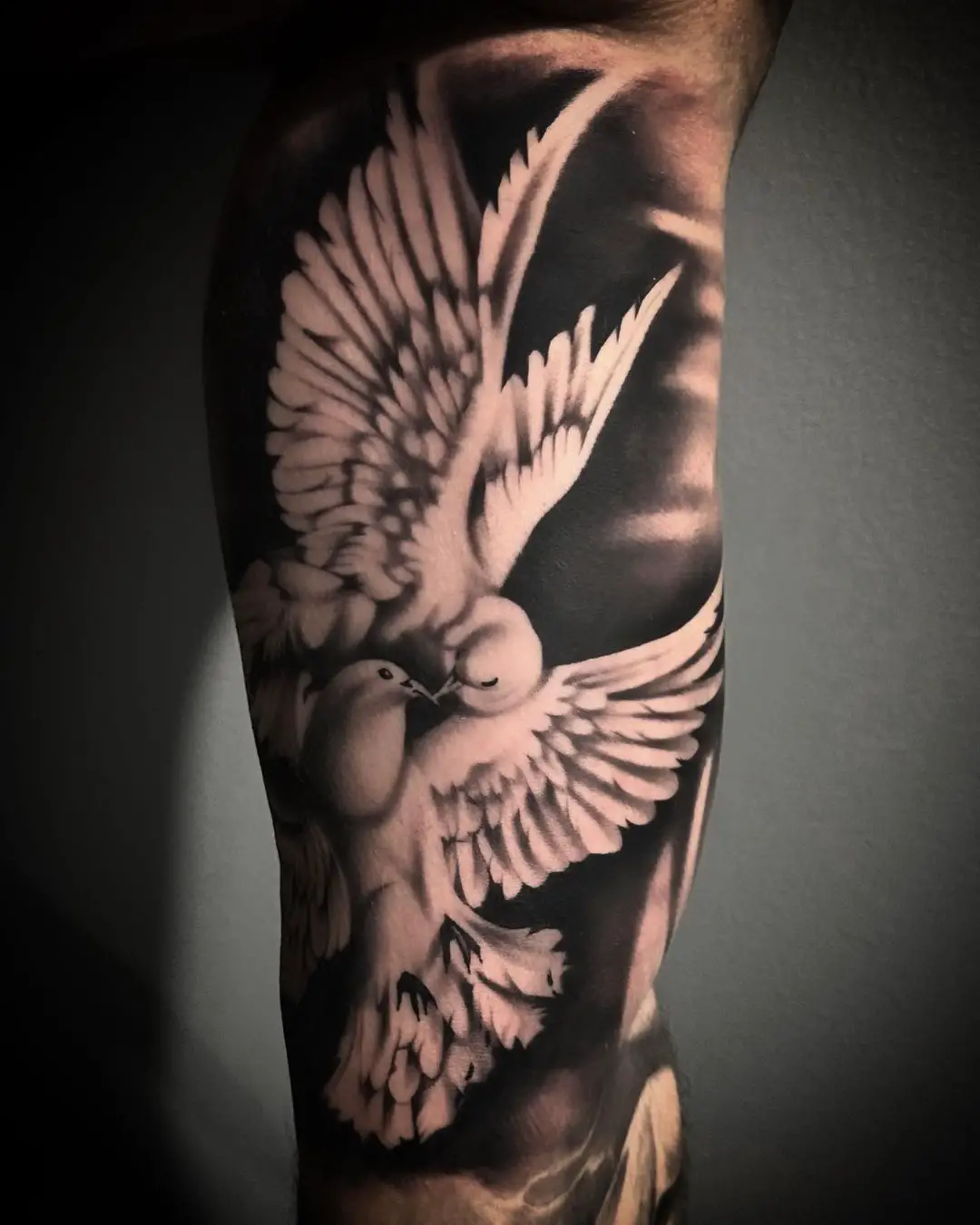 Two dove tattoo by peruzy tattoo