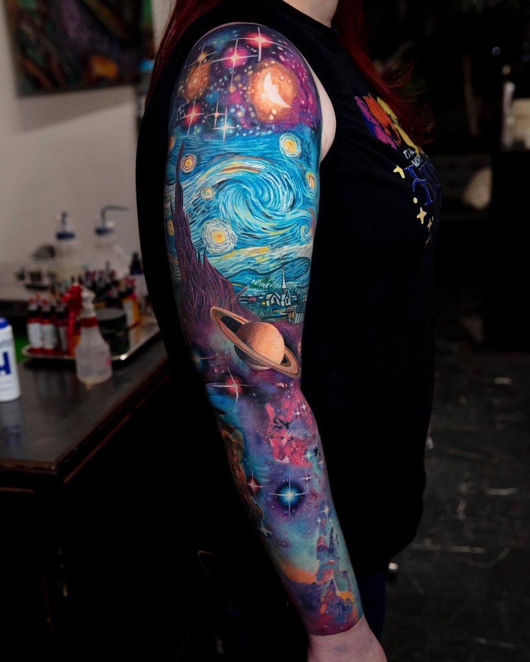 Watercolor galaxy tattoo by mikhailandersson