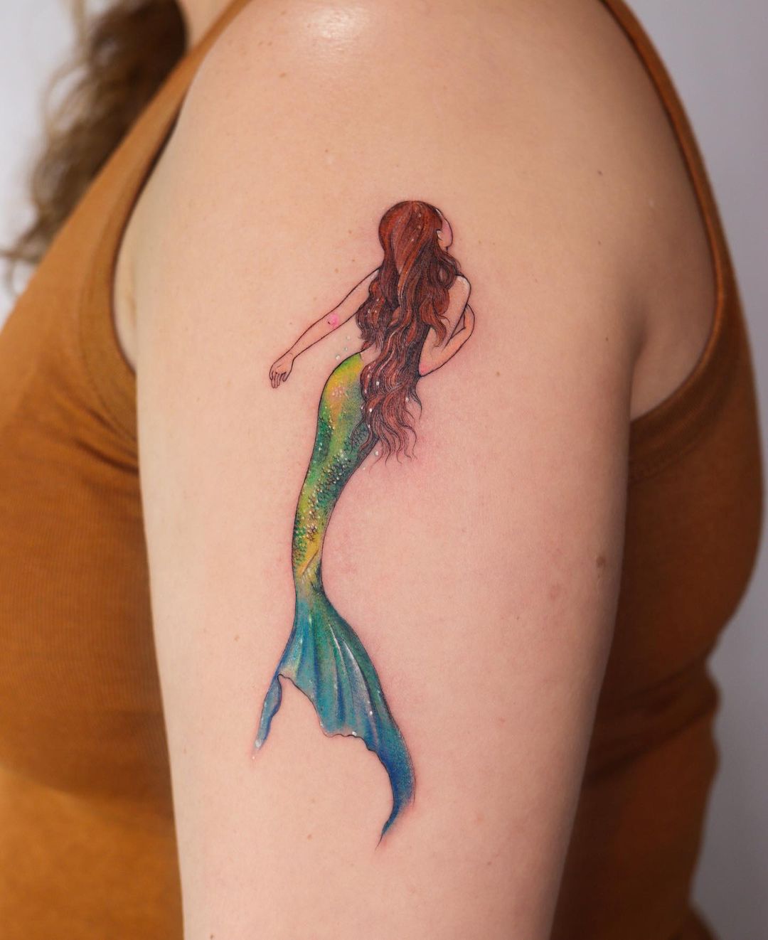 Watercolor mermaid tattoos by hnnnhtattoo