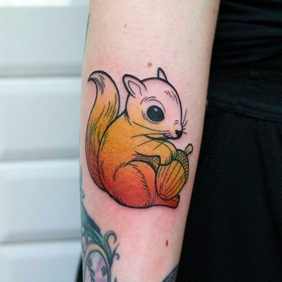 Watercolor squirrel tattoo 2