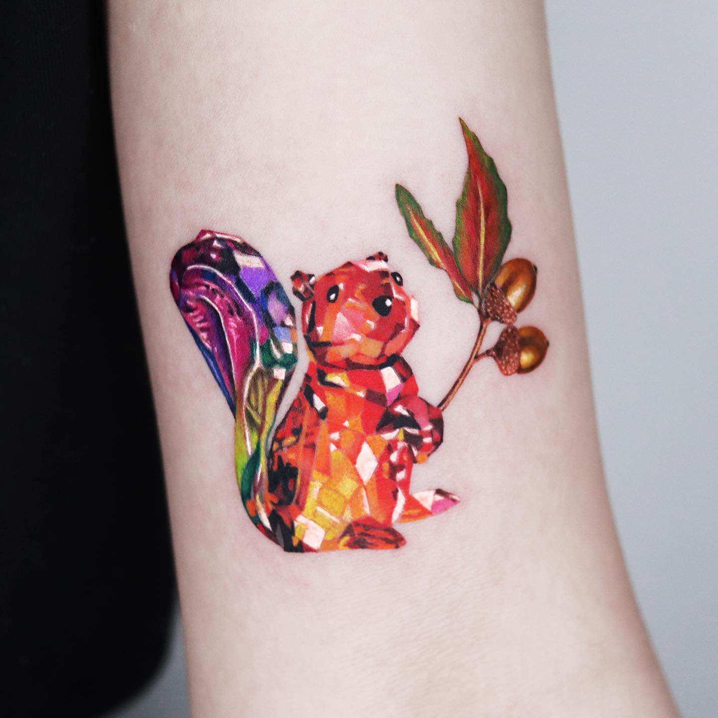 Watercolor squirrel tattoos by jooa tattoo