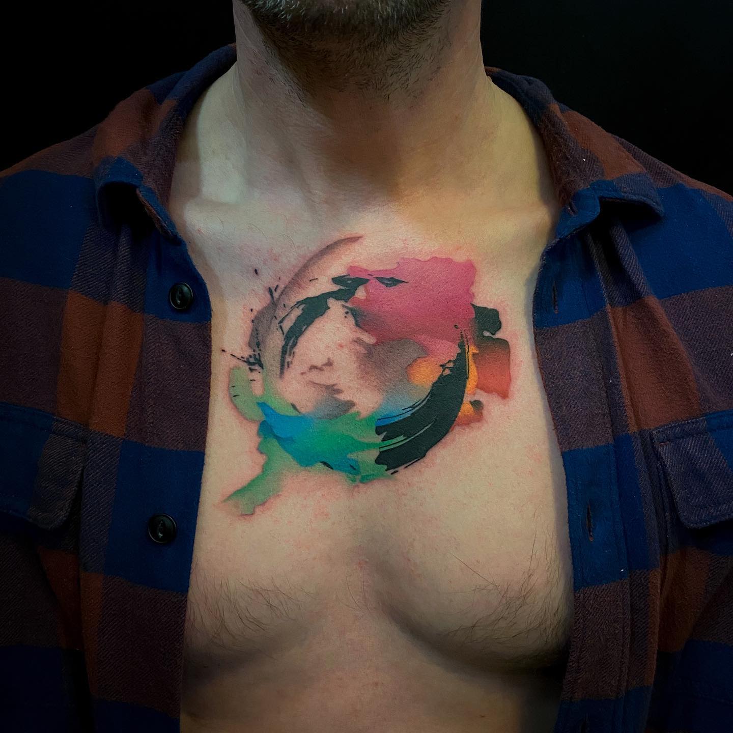 Watercolor tattoo for men by whipshade