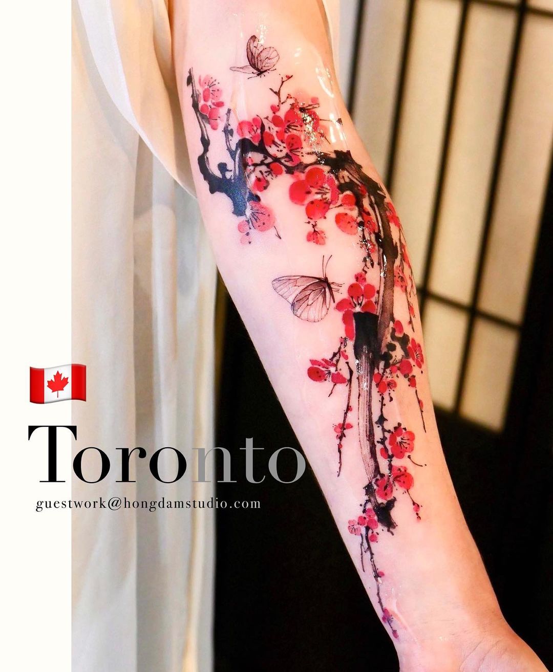 Watercolor tattoos on arm by seolheetattoo