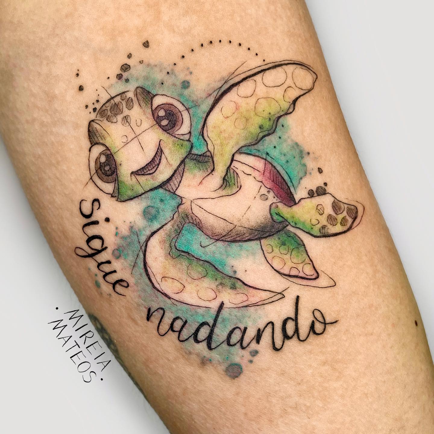 Watercolor turtle tattoo by mireiamateostattoo