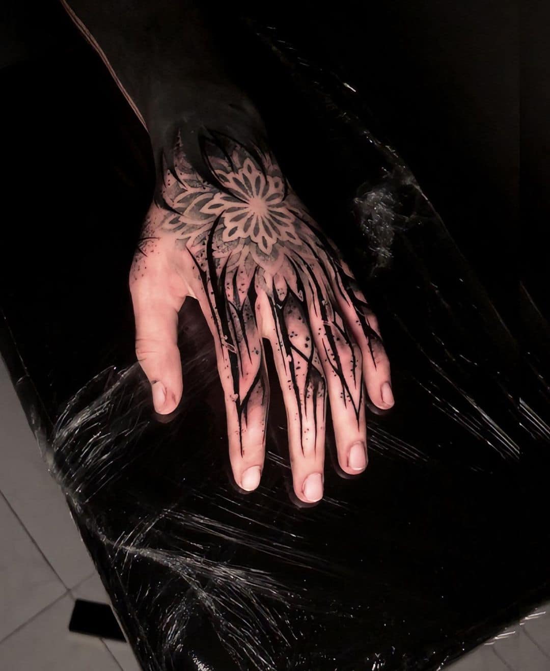 Black ink finger tattoo by amirviperink