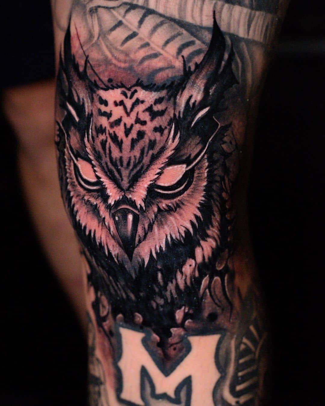 Black owl tattoo by joshualee28