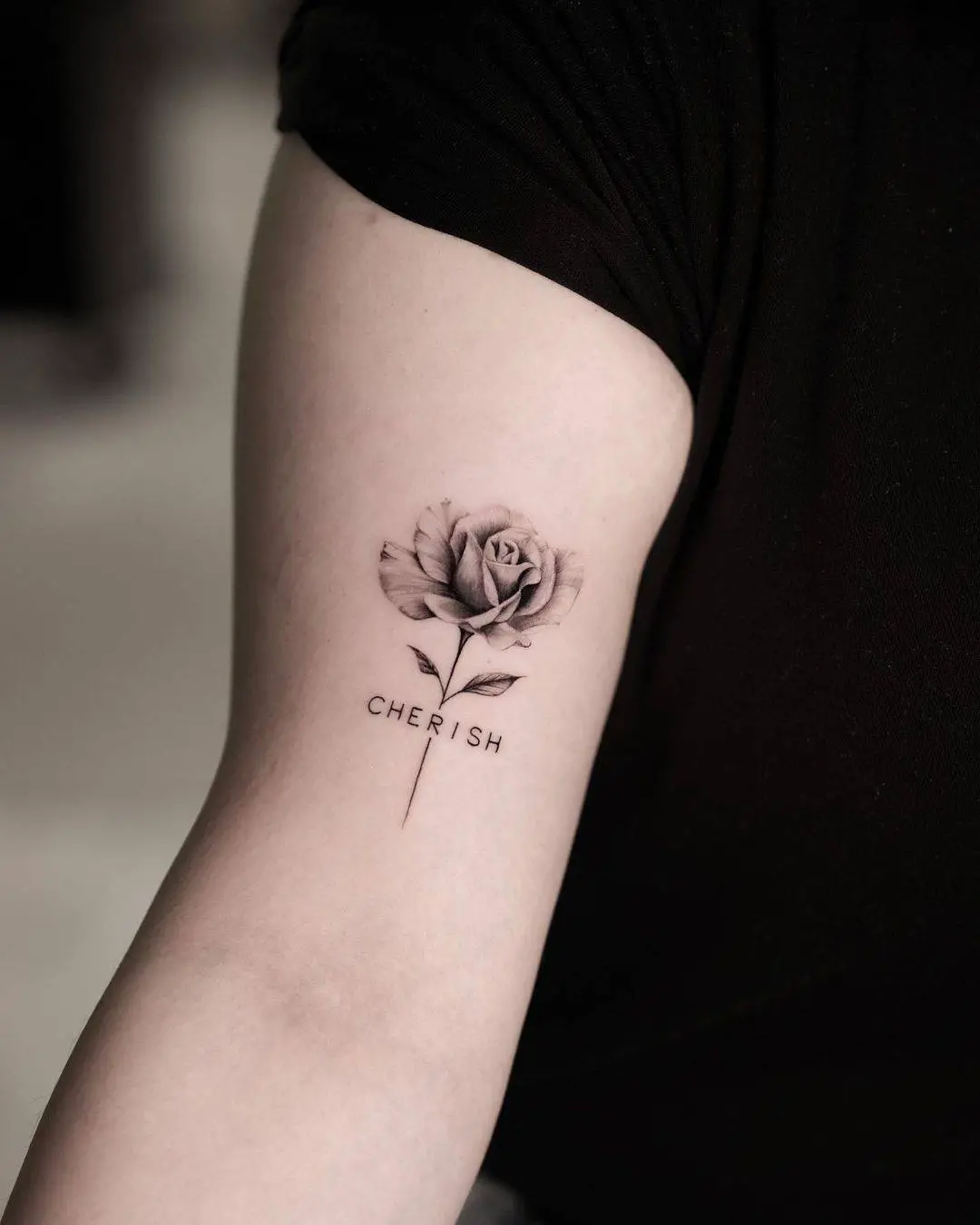 Black rose tattoo by deartattoohk