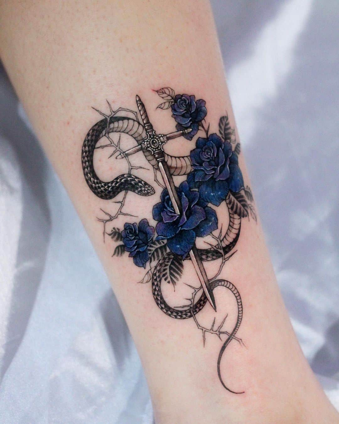 Blue rose tattoo by harusisun