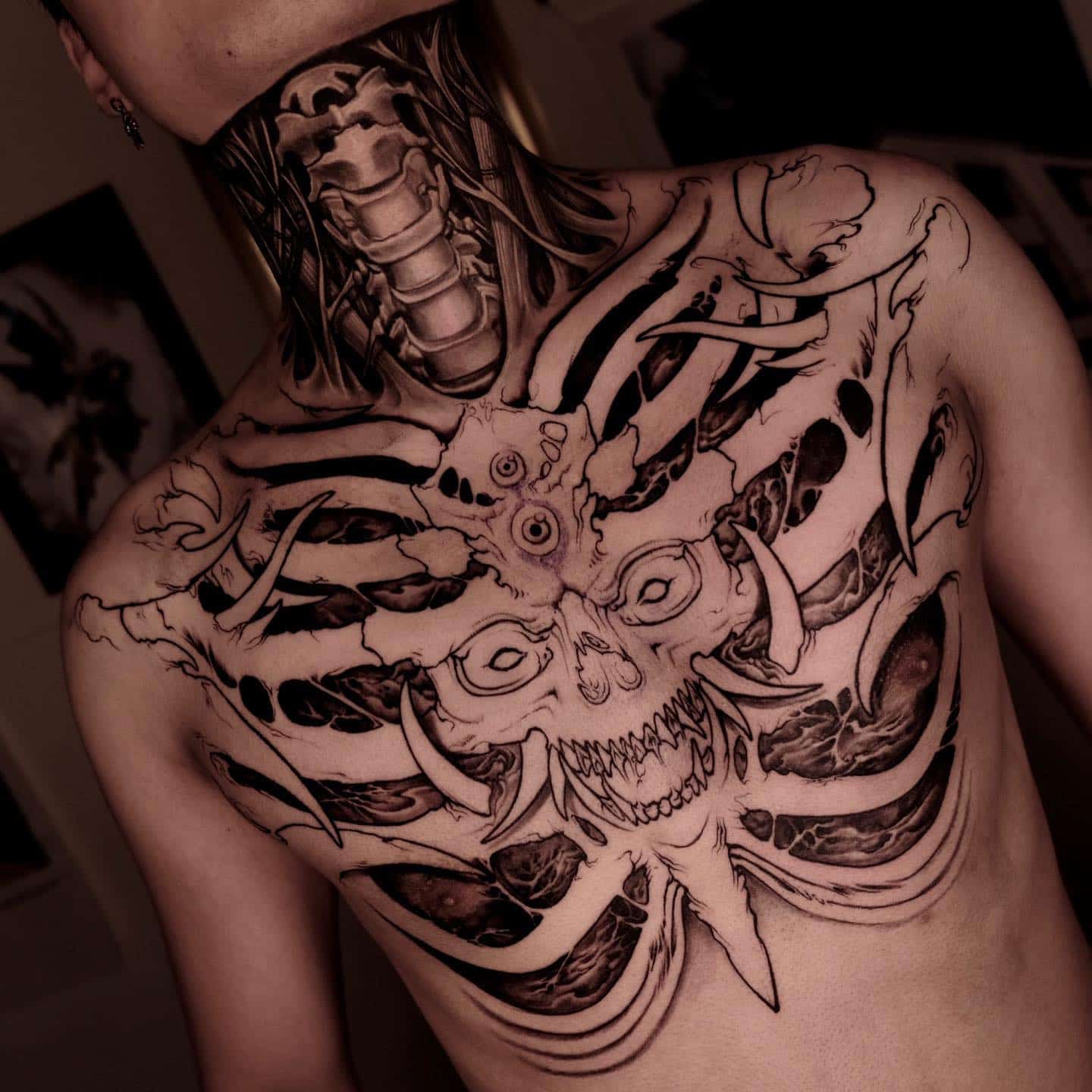 Chest tattoo by blk seon
