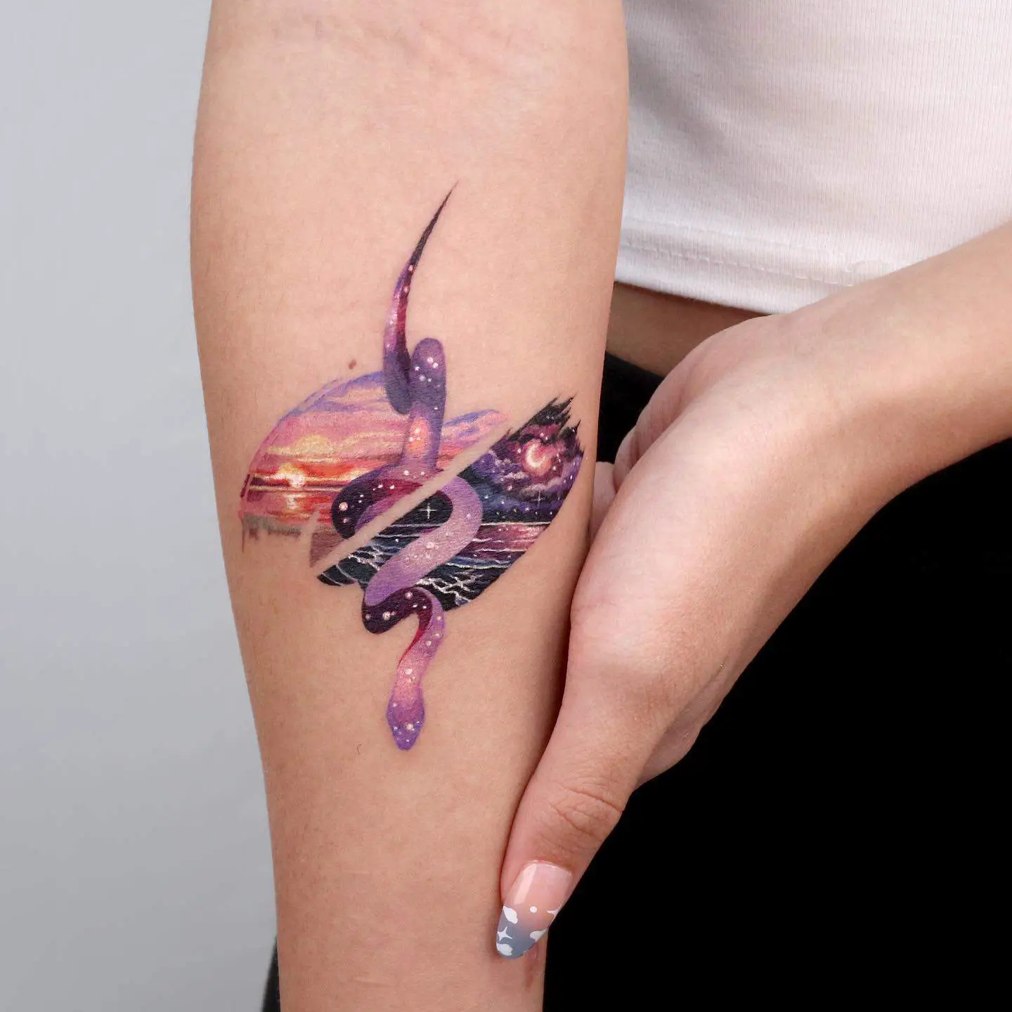 Colorful travel tattoo by tattooist sigak