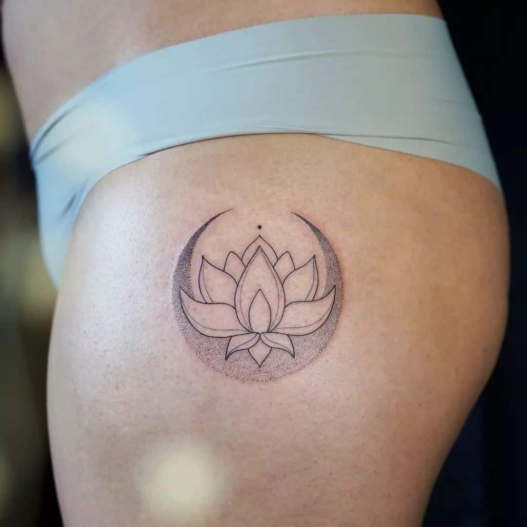 Dotwork flower tattoo by traitsdunion tattoo